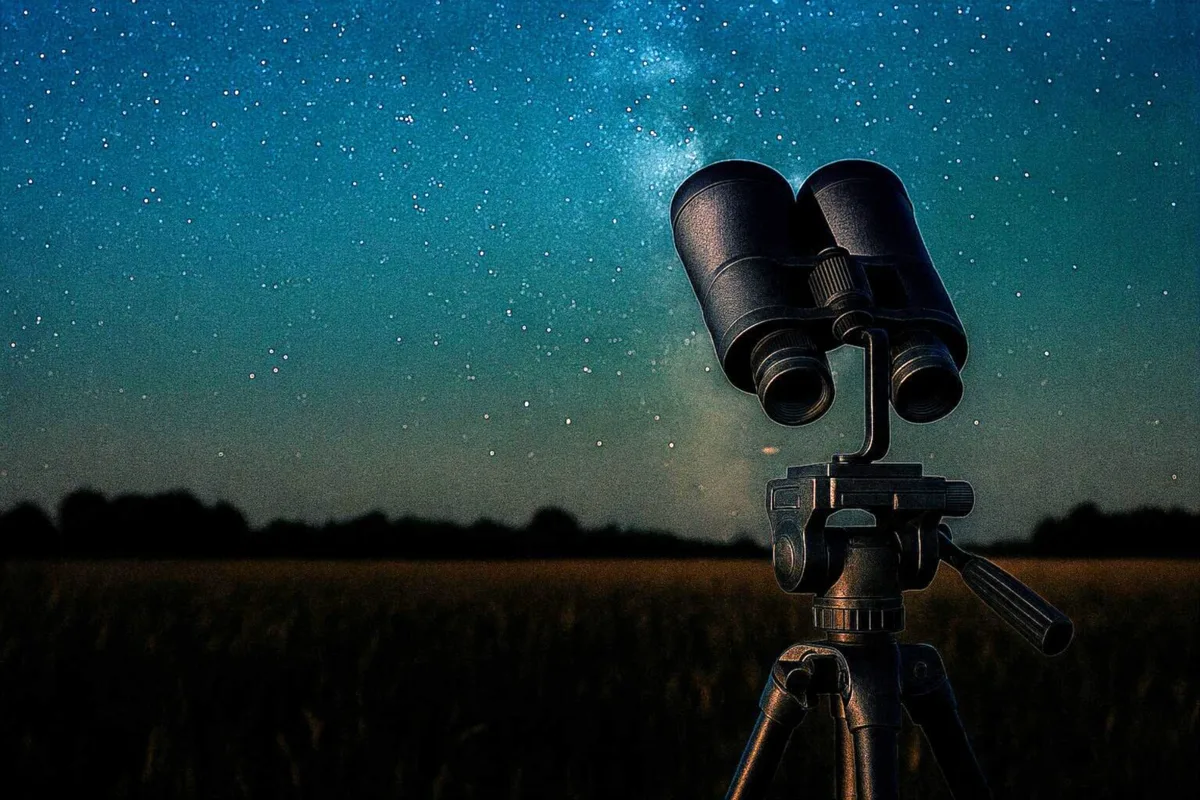 Astronomy binoculars on tripod