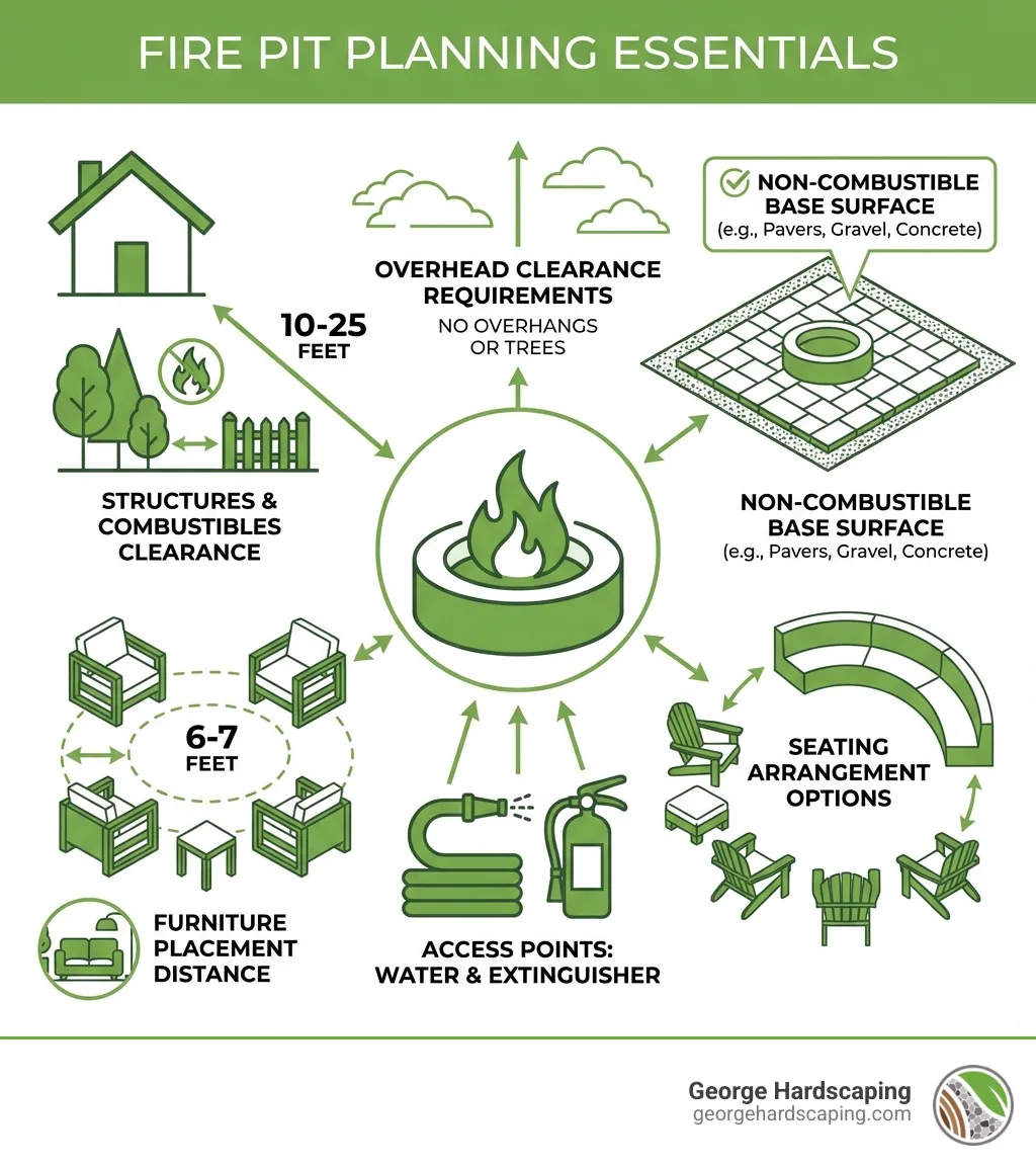 clearance distance fire pit diagram