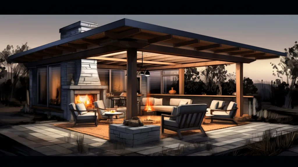 covered patio fire pit