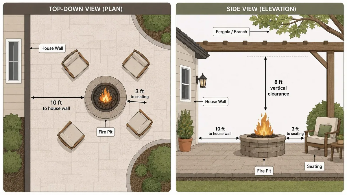 fire pit clearance diagram