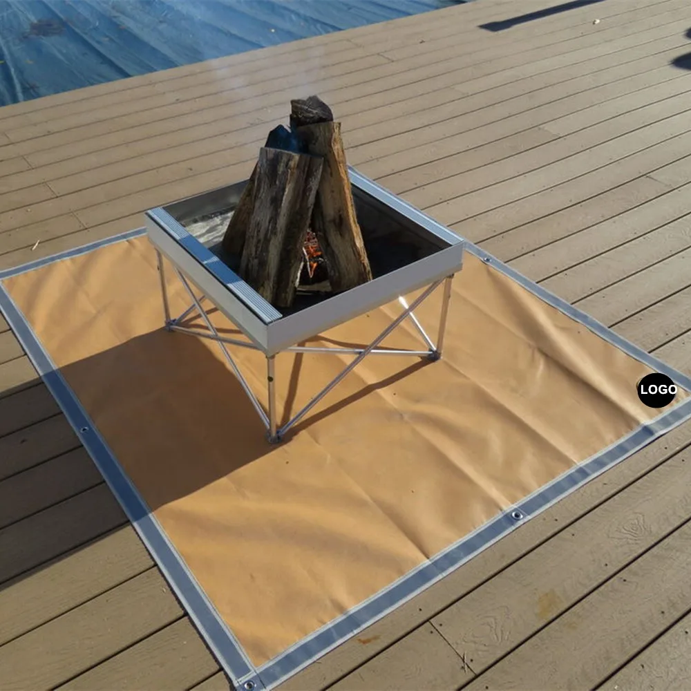 fire pit on wood deck heat shield